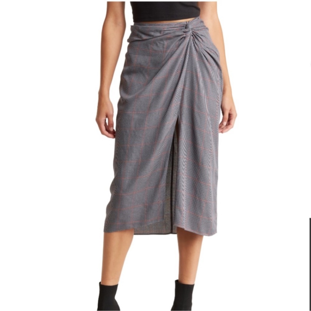 Rag & Bone Amber Midi Skirt Plaid Grey Multi Color NWT